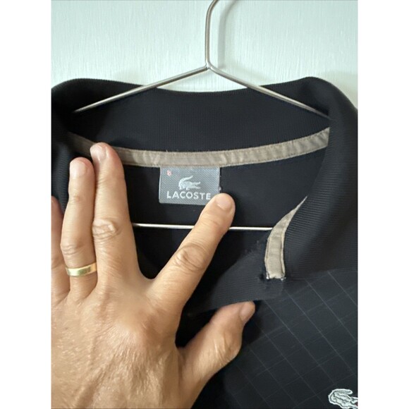 Lacoste Long Sleeve Black Diamond Pattern Polo Crocodile 5191L | Men’s 5 (Large) - Picture 4 of 9